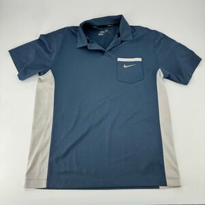 Nike Golf Polo Shirt Men's Medium Blue Dri Fit Tour Performance Short Sleeve